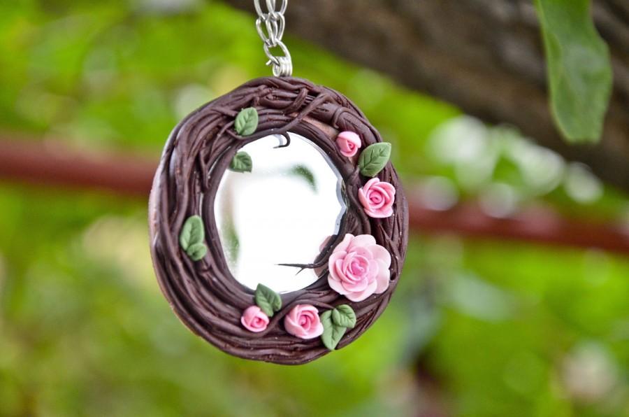 Wedding - MEDALLION mirror with roses and leaves nature