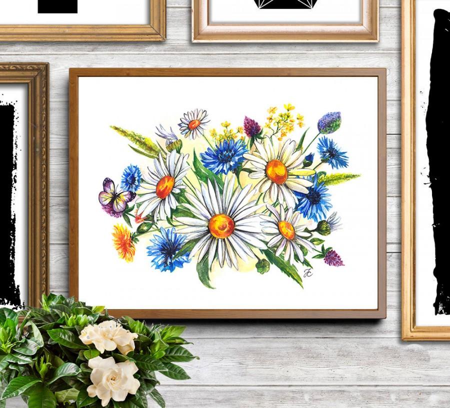 Свадьба - Wild flowers painting, flowers painting, fashion illustration, wild flowers art, watercolor flowers, watercolor bouquet, wedding bouquet