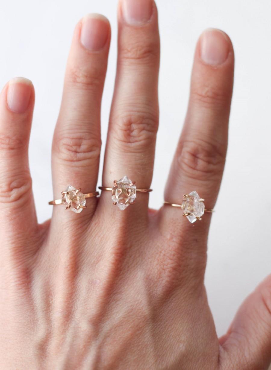 Hochzeit - Herkimer Diamond Ring in Rose Gold