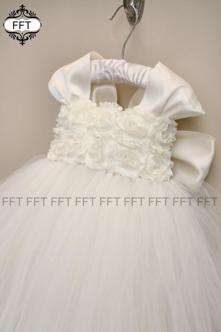 Hochzeit - Ivory Flower Girl Dress With Cap Sleeves