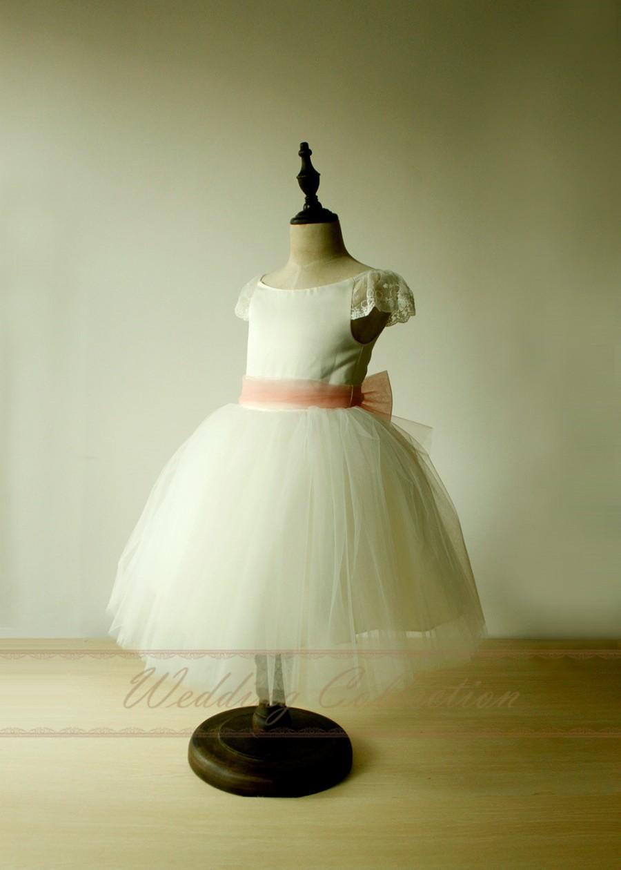 Hochzeit - Tutu Ivory Flower Girl Dress first birthday communion dresses