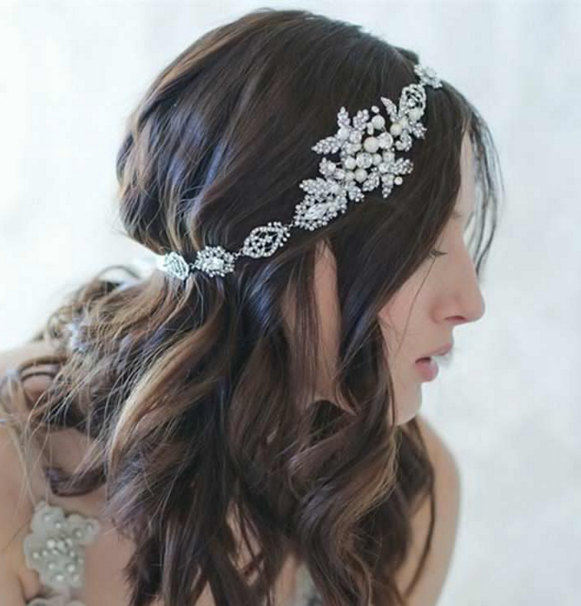 Wedding - SALE-  Bridal Head Band, Wedding headband, Rhinestone and Pearl headband, Bridal Headband, Bridal Hair Accessory, Wedding hair Accessory