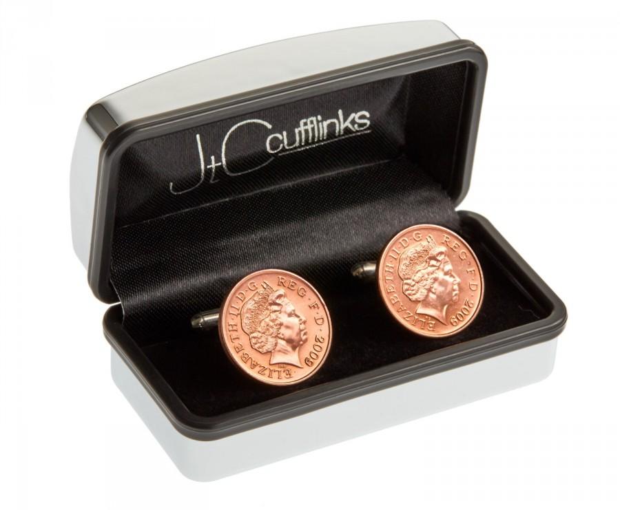 زفاف - Mens 8th bronze wedding gift anniversary in 2017  penny coin 2009 cuff links