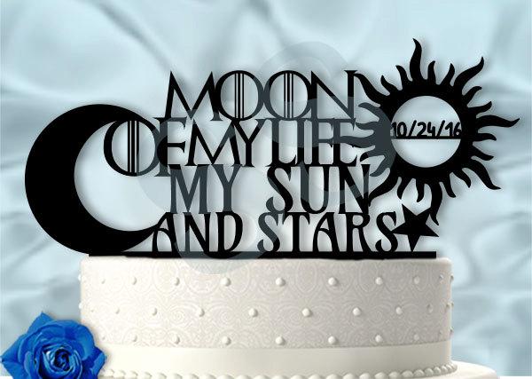 Mariage - Moon of My Life My Sun And Star Wedding Cake Topper