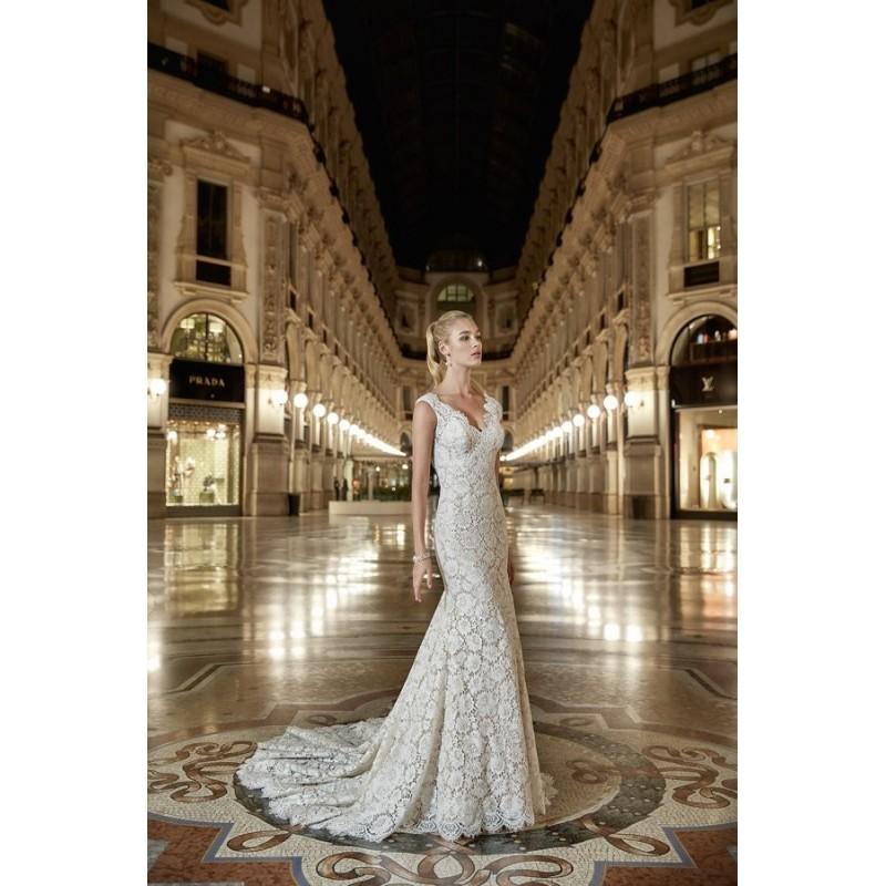 زفاف - Style MD198 by Eddy K - Fit-n-flare Cathedral Floor length Lace V-neck Cap sleeve Dress - 2017 Unique Wedding Shop