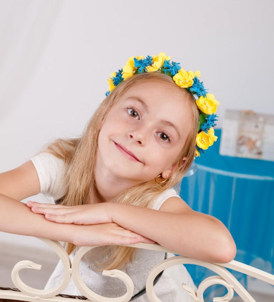 Ukrainian Blue and Yellow Flower Hair Clip Hair Accessory 