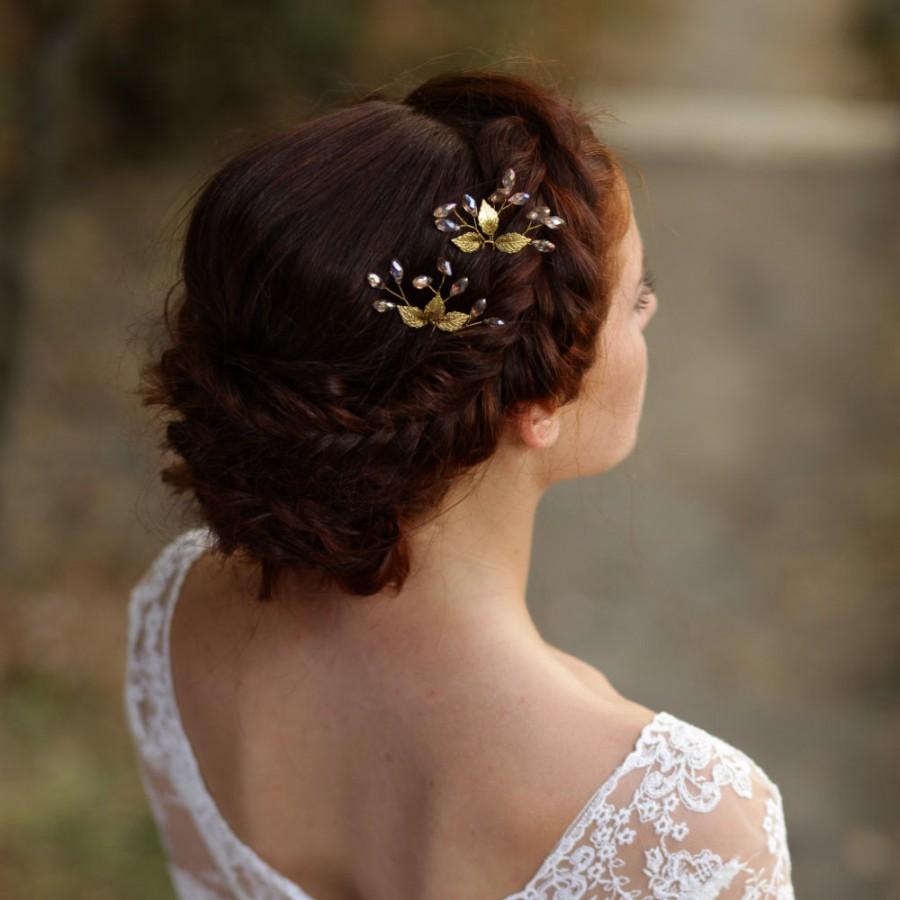 زفاف - Gold leaf hair pins Gold leaf headpiece Leaf bridal hair comb Bridal leaf hair pins Gold wedding hair pins Bridal hair pins Bridal headpiece