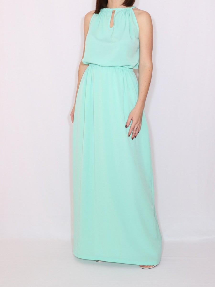 Mariage - Mint green dress Long bridesmaid dress Chiffon dress Prom dress Keyhole dress