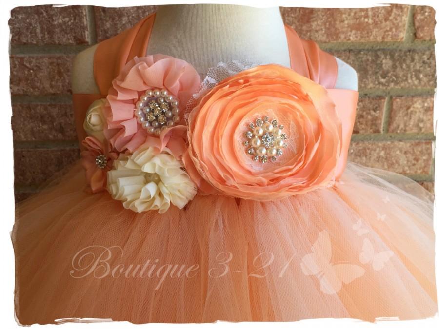 Wedding - Peach tutu dress, Peach Tutu Dress, Peach flower girl dress, Peach flower girl dress, Peach flower girl tutu dress, Peach dress