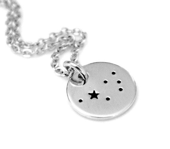 زفاف - The Pleiades, The Seven Sisters, Sterling Silver, Hand Stamped Constellation Necklace, Silver, Zodiac Jewelry, Birthday Gift for women