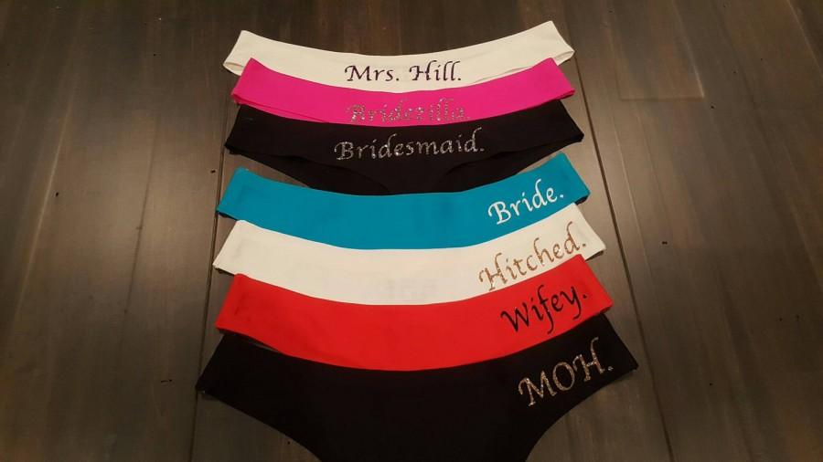 Hochzeit - Wedding Bridal Panties Low Rise Seamless Custom Thong Undergarments Underwear Bridesmaid Gift