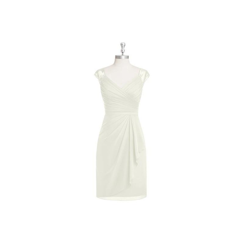 زفاف - Frost Azazie Fawne - V Neck Chiffon And Lace Knee Length Illusion Dress - The Various Bridesmaids Store
