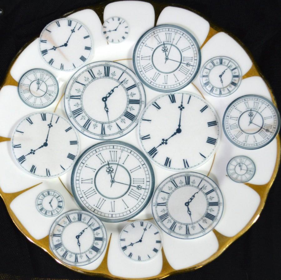 زفاف - Edible Clock Faces Wafer Rice Paper Wedding Cake Decorations Steampunk Cupcake Cookie Toppers Mad Hatter Alice in Wonderland Tea Party Watch