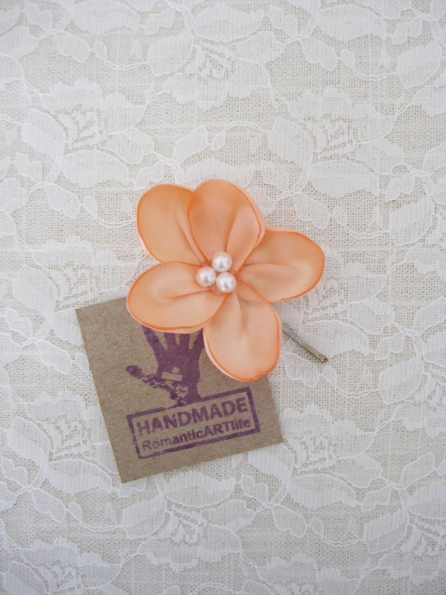Hochzeit - Peach Flower Hair Piece. Peach Flower Hair Pin. Flower Hair Accessory.
