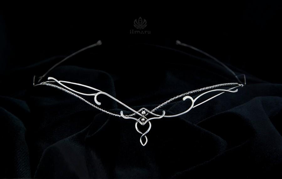 Mariage - Sterling silver Assimetrik diadem Swirl, elven natural design, celtic wedding circlet, medieval bridal tiara, renaissance unique headpiece