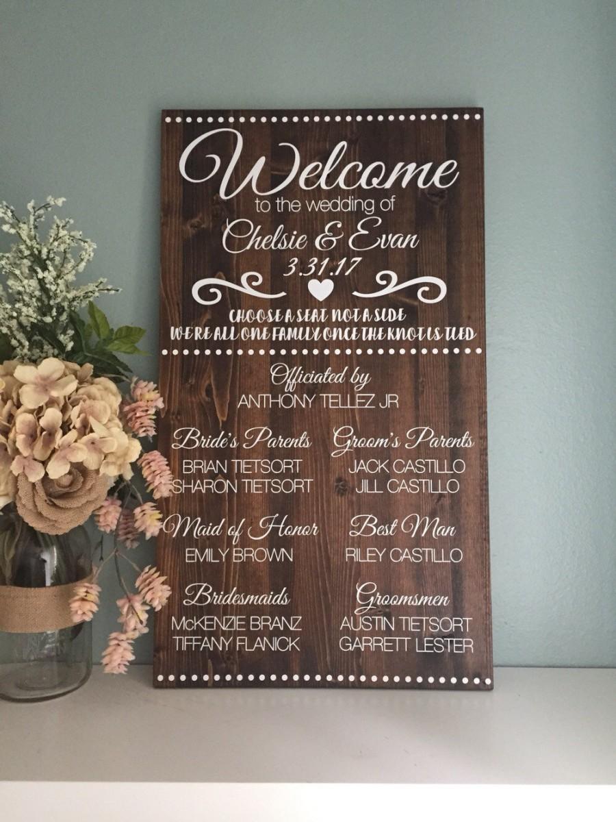 Wedding - Rustic Wedding Welcome Sign / Wedding Program Sign / Alternative Wedding Program / Choose A Seat Not A Side / Rustic Wood Sign Wedding Decor