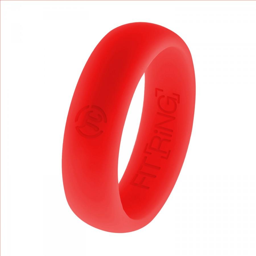 زفاف - Men’s Silicone Wedding Ring - Fit Ring Flexible Rubber Engagement Wedding Band(Black,Blue,Pink,Lilac Purple,Green,White,Red)(Lava Red Shown)