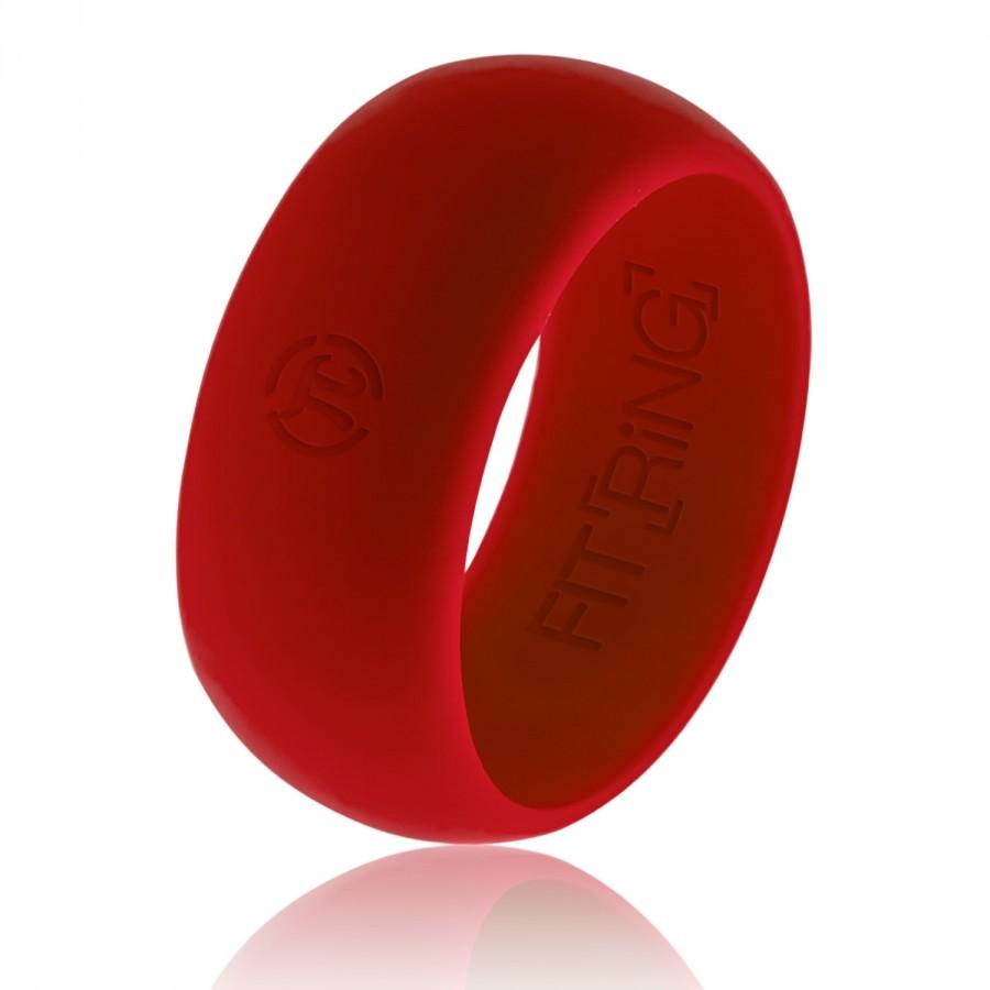 Wedding - Men’s Silicone Wedding Ring - FREE SHIPPING Fit Ring Flexible Rubber Engagement Wedding Band (Black, Blue, Red, Gray, Green)(Lava Red Shown)