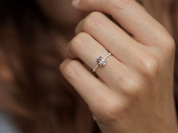 Hochzeit - Morganite Ring, Diamond Morganite Ring, Morganite Engagement Ring, Oval Engagement Ring, Rose Gold Engagement Ring