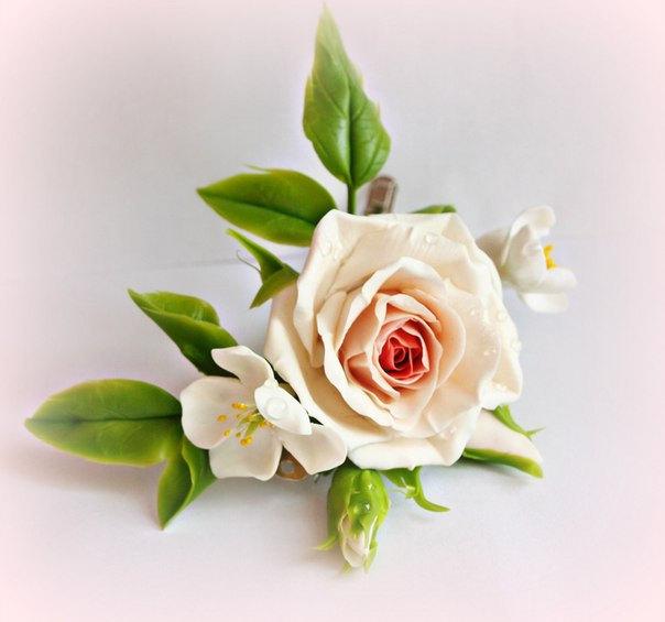 Mariage - Barrette with Rose - Barrettes - Women Hair Accessories - Flower Floral Barrettes - Gift - Wedding Hair Pieces