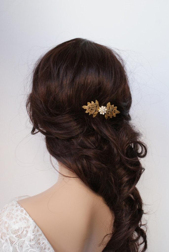 Свадьба - Medieval wedding headpiece - Gothic Hair accessory - Game Of Thrones Headpiece - Reign - gold decorative hair comb -