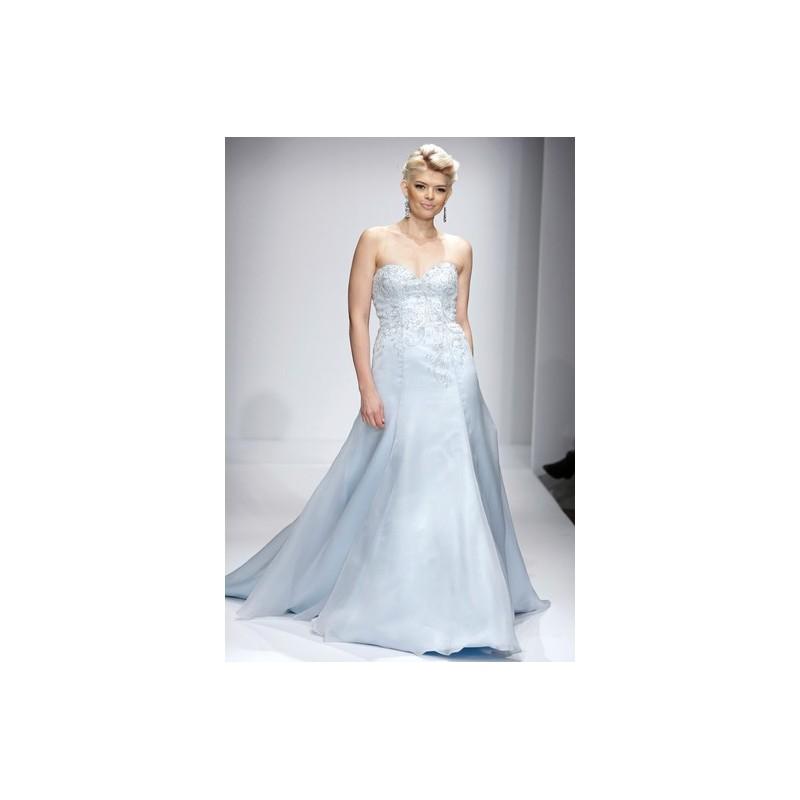 Hochzeit - Matthew Christopher FW14 Dress 21 - Fall 2014 A-Line Blue Matthew Christopher Strapless Full Length - Nonmiss One Wedding Store