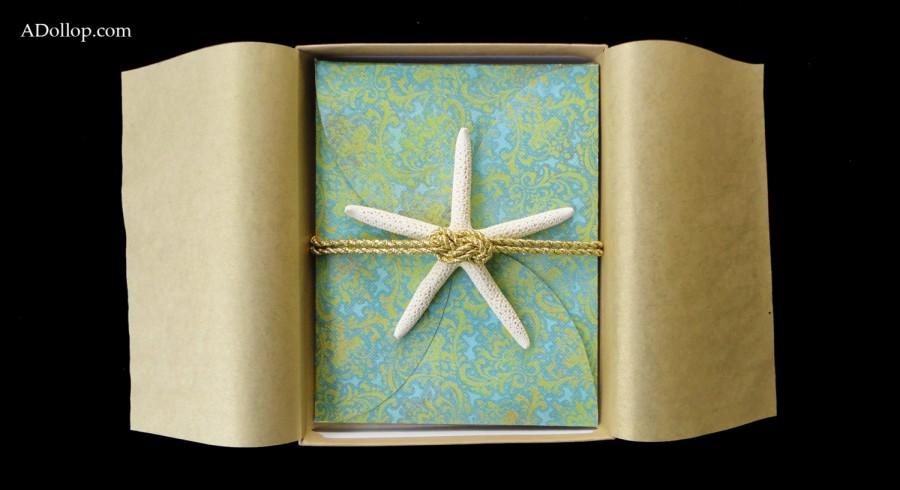 Свадьба - Elegant Boxed Starfish Beach Themed Wedding Invitations - Unique Custom Boxed Wedding Invitations