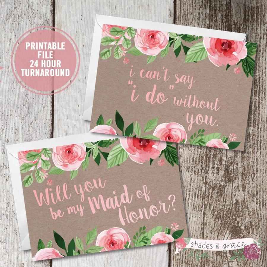 Wedding - Will You Be My Bridesmaid Card Printable, Bridesmaid Invitation, Bridesmaid Proposal, Maid of Honor Proposal, Rustic Wedding Stationery