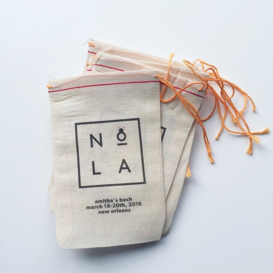 زفاف - 4x6 Mini Muslin Bags for Bachelorette Kits - New Orleans