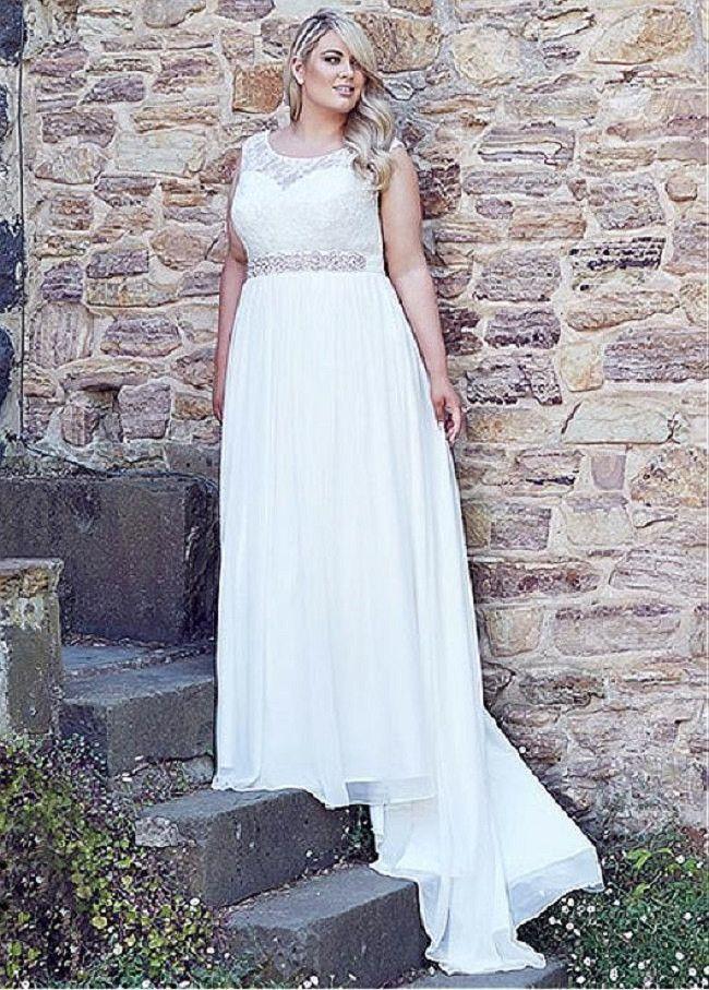 Hochzeit - Plus Size Bridal Gown , Beach Wedding Dress At Bling Brides Bouquet Online Bridal Store