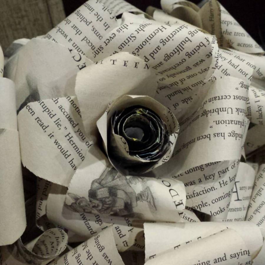 Wedding - Harry Potter book page paper rose flower, book paper rose bouquet