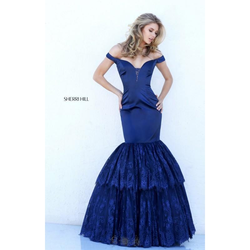 زفاف - Black Sherri Hill 50734 - Mermaid Long Lace Dress - Customize Your Prom Dress
