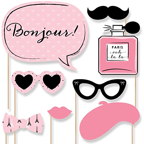 Mariage - Beter Gifts® Paris, Ooh La La - Photo Booth Props Kit - 20 Count: Toys & Games