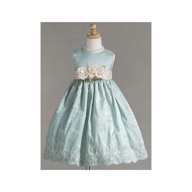 Mariage - Aqua Embroidered Crinkled Taffeta Dress Style: D4010 - Charming Wedding Party Dresses
