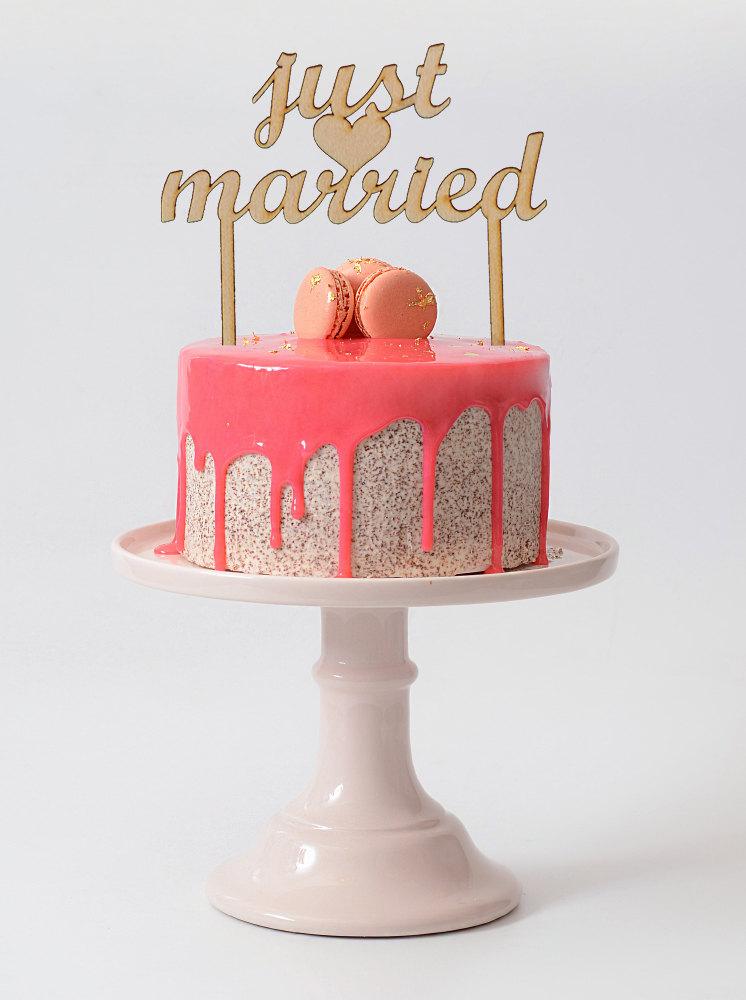 زفاف - Just Married wedding cake topper Rustic Wood cake topper Personalized Custom Cake Topper with heart Wedding cake decor  Glitter gold topper