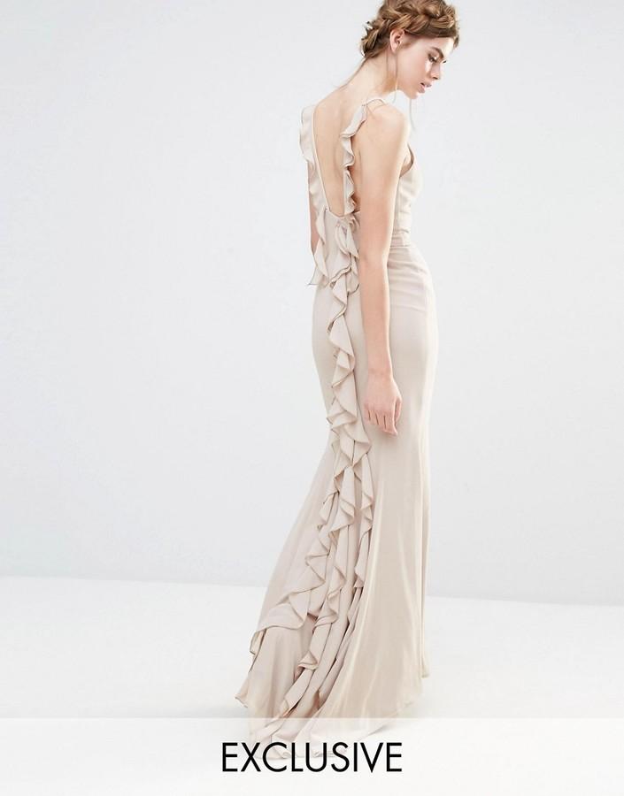 Hochzeit - Jarlo Wedding Maxi Dress with Fishtail and Ruffles at Back