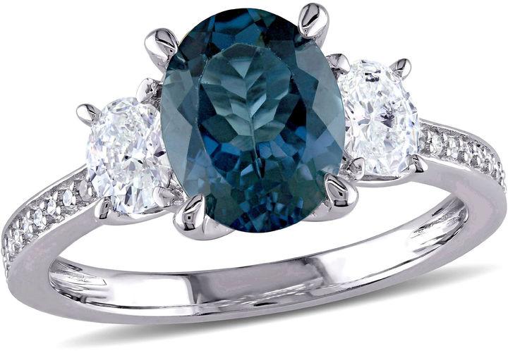 Hochzeit - MODERN BRIDE Womens Blue Topaz 14K Gold Engagement Ring