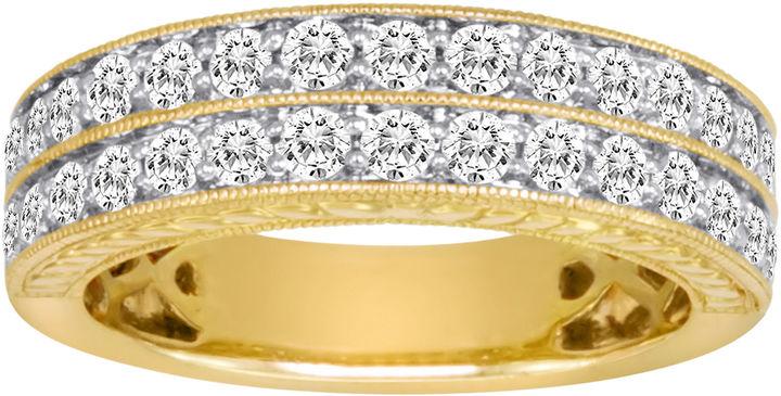 Mariage - MODERN BRIDE 1 CT. T.W. Certified Diamond 14K Yellow Gold Vintage-Style Wedding Band