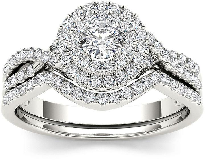 Wedding - MODERN BRIDE 3/4 CT. T.W. Diamond Halo 14K White Gold Bridal Ring Set