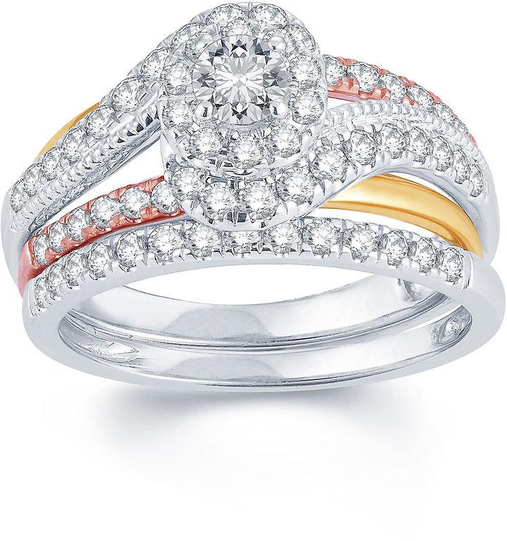 Mariage - MODERN BRIDE 1 CT. T.W. Diamond 14K Tri-Color Gold Engagement Ring