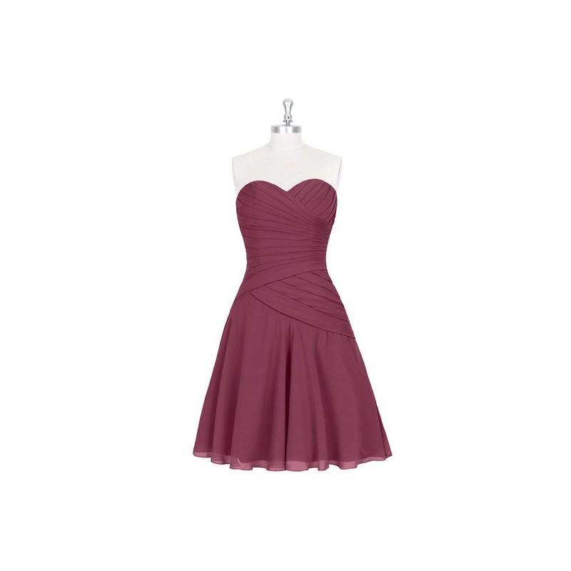 زفاف - Mulberry Azazie Sofia - Chiffon Knee Length Sweetheart Back Zip Dress - The Various Bridesmaids Store