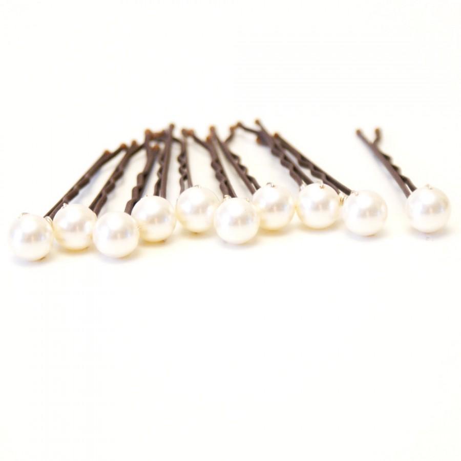 زفاف - Ivory Pearl Wedding Hair Pins. Set of 10 Hair Grips. 8mm Swarovski Crystal Pearls. Bridal Hair Accessories. Wedding Hair Accessories.