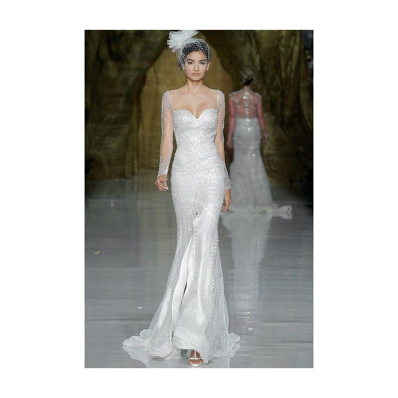 زفاف - Pronovias - Spring 2014 - Yissel Embroidered Tulle Mermaid Wedding Dress with Beaded Long Sleeves - Stunning Cheap Wedding Dresses