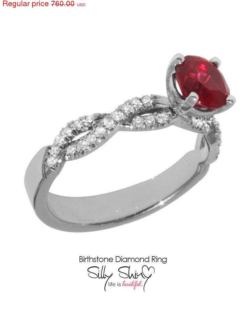 زفاف - Valentines SALE! Dark Red Ruby Engagement Ring, Infinity Knot Ring, Pave Diamond Ring, Solid Gold Ring, Art Deco Engagement Ring, Unique Rin