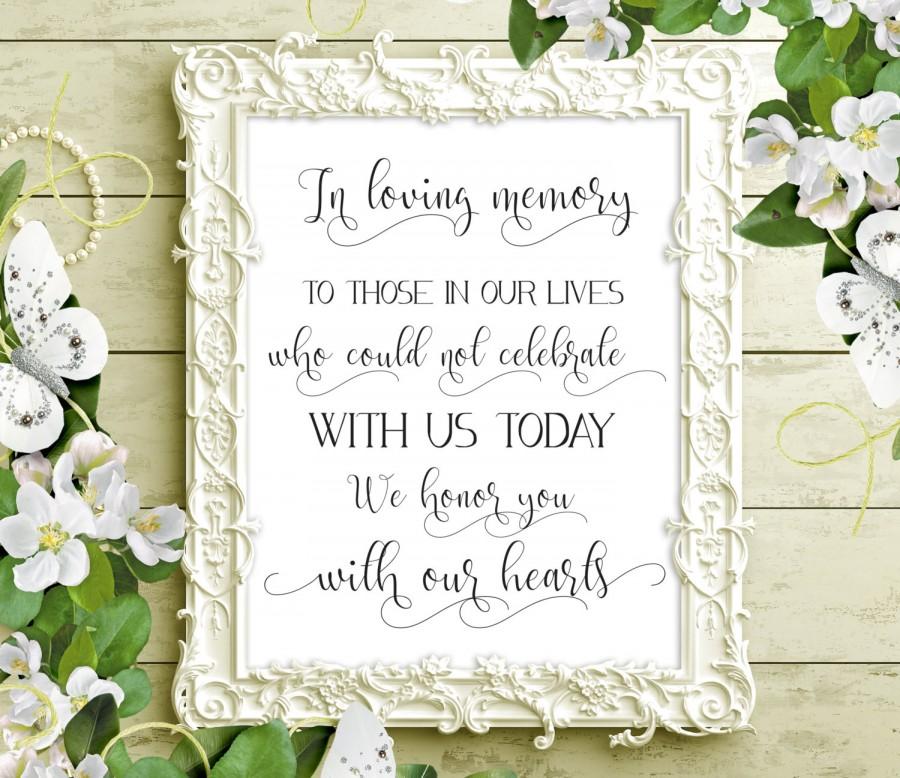 Hochzeit - SALE 70% In Loving Memory Sign Printable. Wedding Memorial Sign. Wedding Sign Printable. Wedding Remembrance Sign. In Memory of digital sign