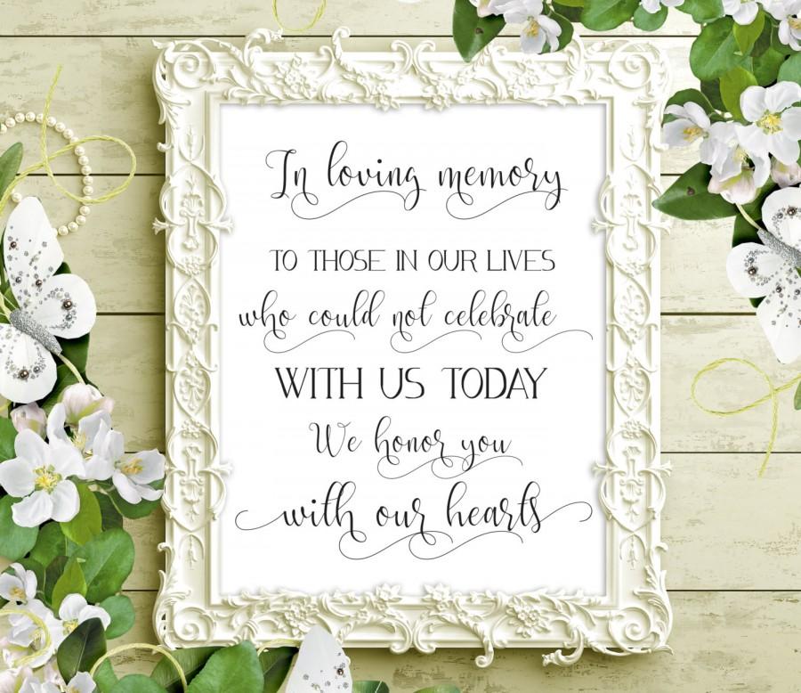 SALE 70 In Loving Memory Sign Printable Wedding Memorial Sign 