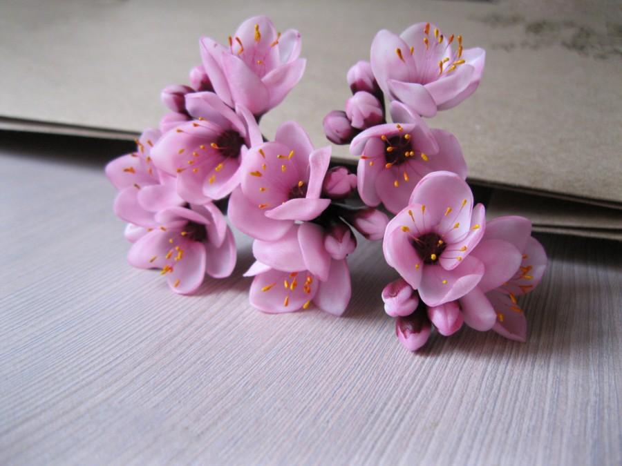 Mariage - Cherry blossom wedding hair accessories Wedding hair flowers Spring wedding hair pin Blossom hair pin Sakura jewelry Spring blossom hair