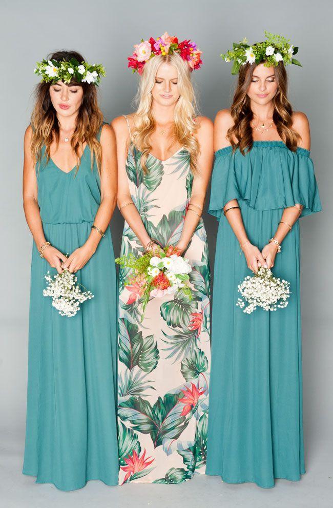Hochzeit - Green Boho Bridesmaid Dress