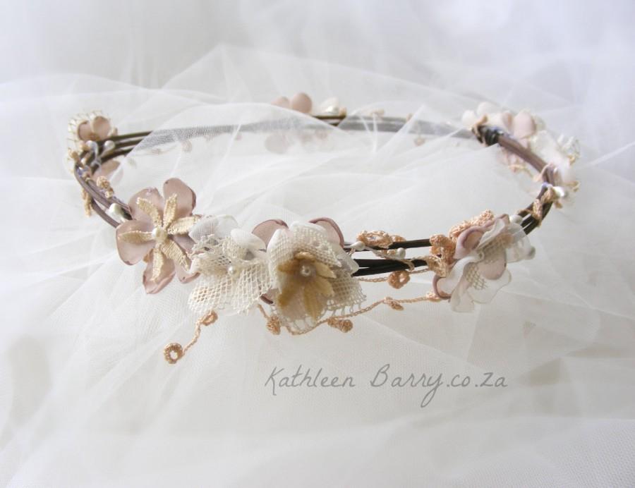 Hochzeit - R950 Boho vintage lace flower garland crown - Wedding  hair accessories