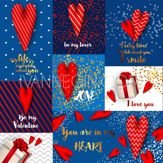 زفاف - Valentine. Set of stickers in the shape of a heart to celebrate Valentine's Day. Valentine's Day Par - Unique vector illustrations, christmas cards, wedding invitations, images and photos by Ivan Negin